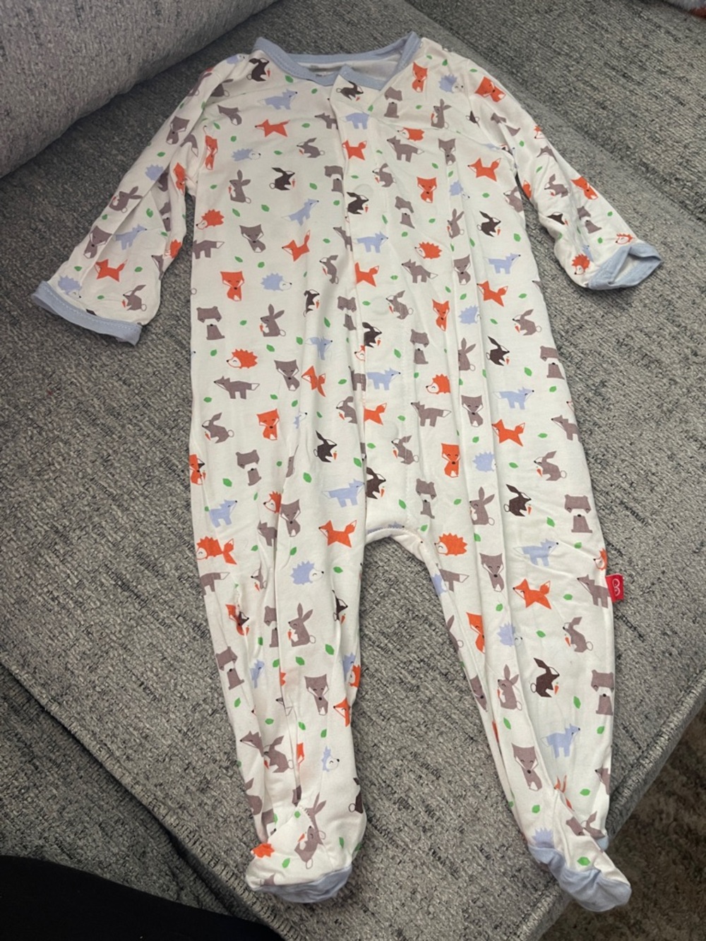 Magenta Cream Footed One-Piece with Colorful Animal Print